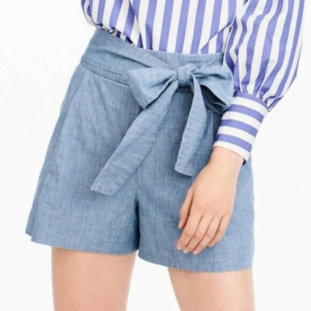 J. Crew Chambray Sash Waist Bow Tie Shorts